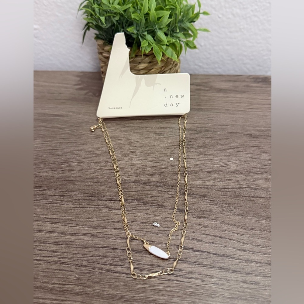 A New Day Gold and White Necklace